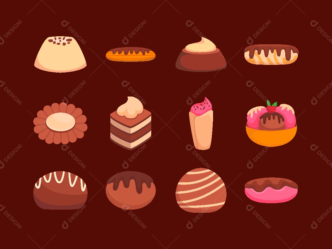 Conjunto de Elementos Comidas Doce de Vetor EPS