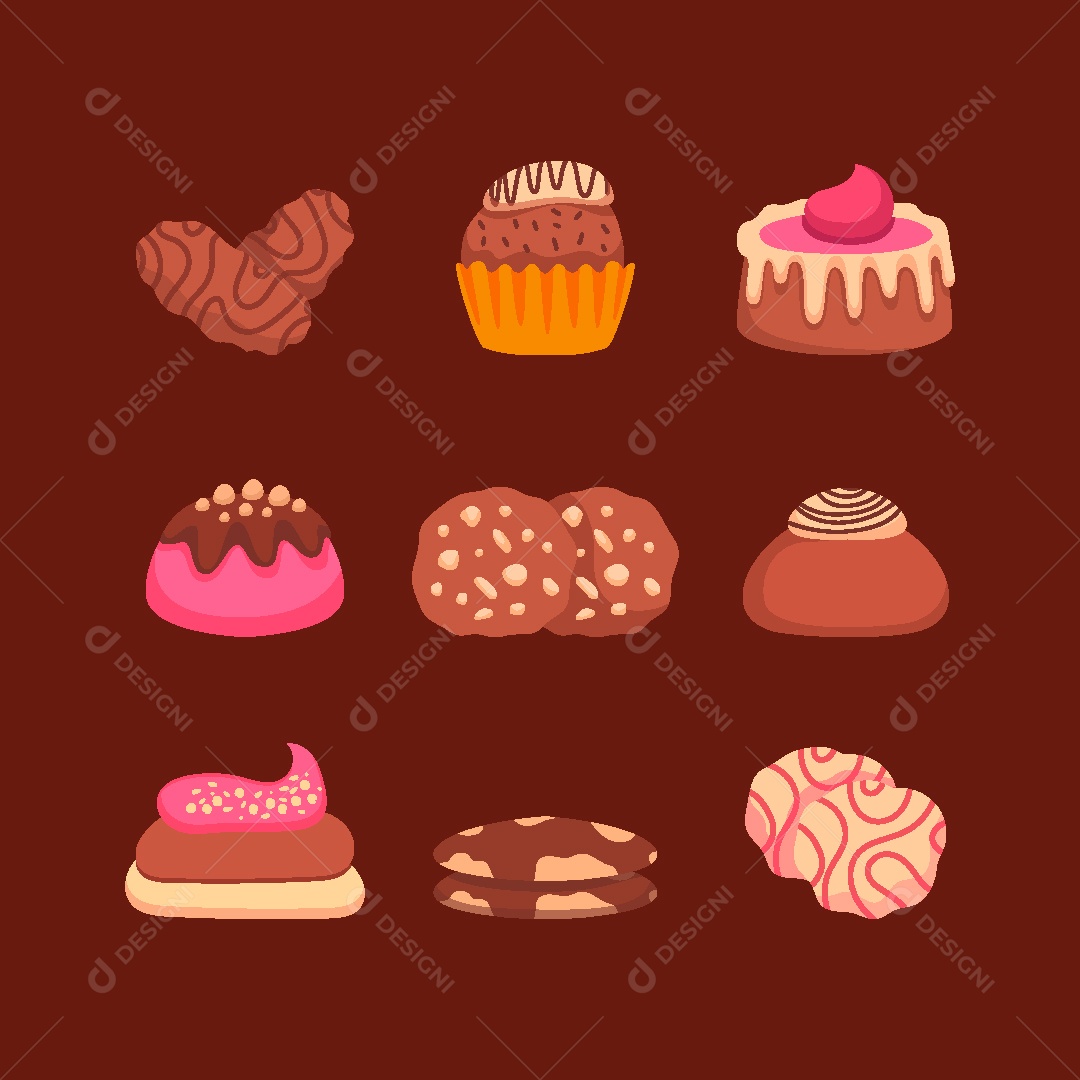 Conjunto de Elementos Comidas Doce de Vetor EPS