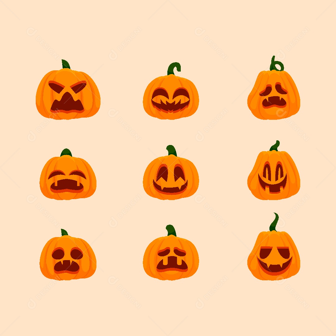 Conjunto de Abobora do Halloween Vetor EPS