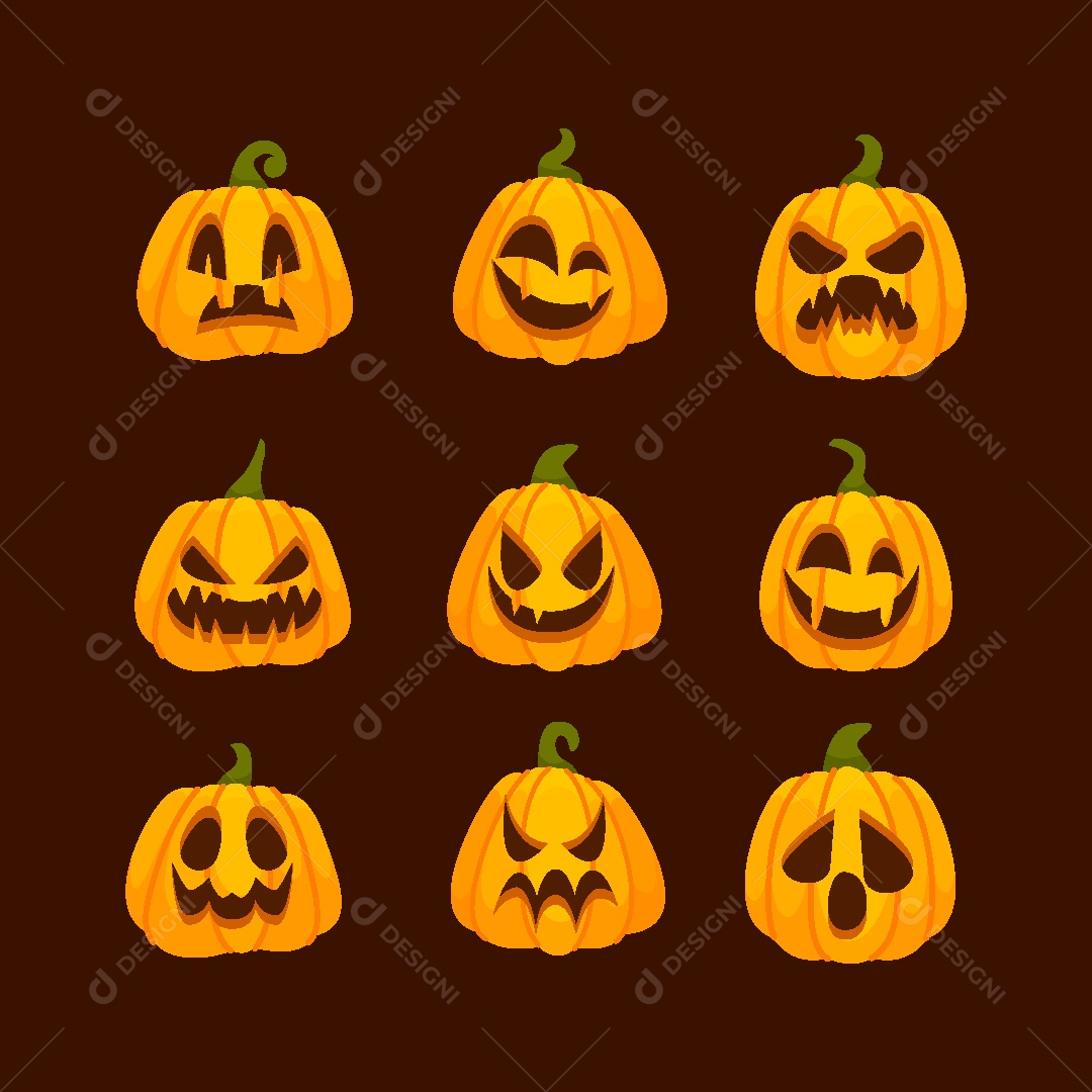 Conjunto de Abobora do Halloween Vetor EPS