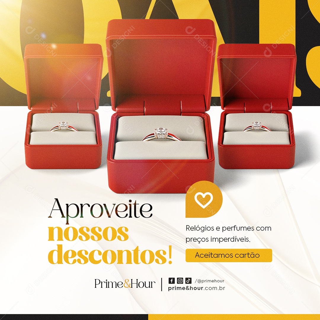 Relojoaria Anéis Aproveite Nossos Descontos Social Media PSD Editável