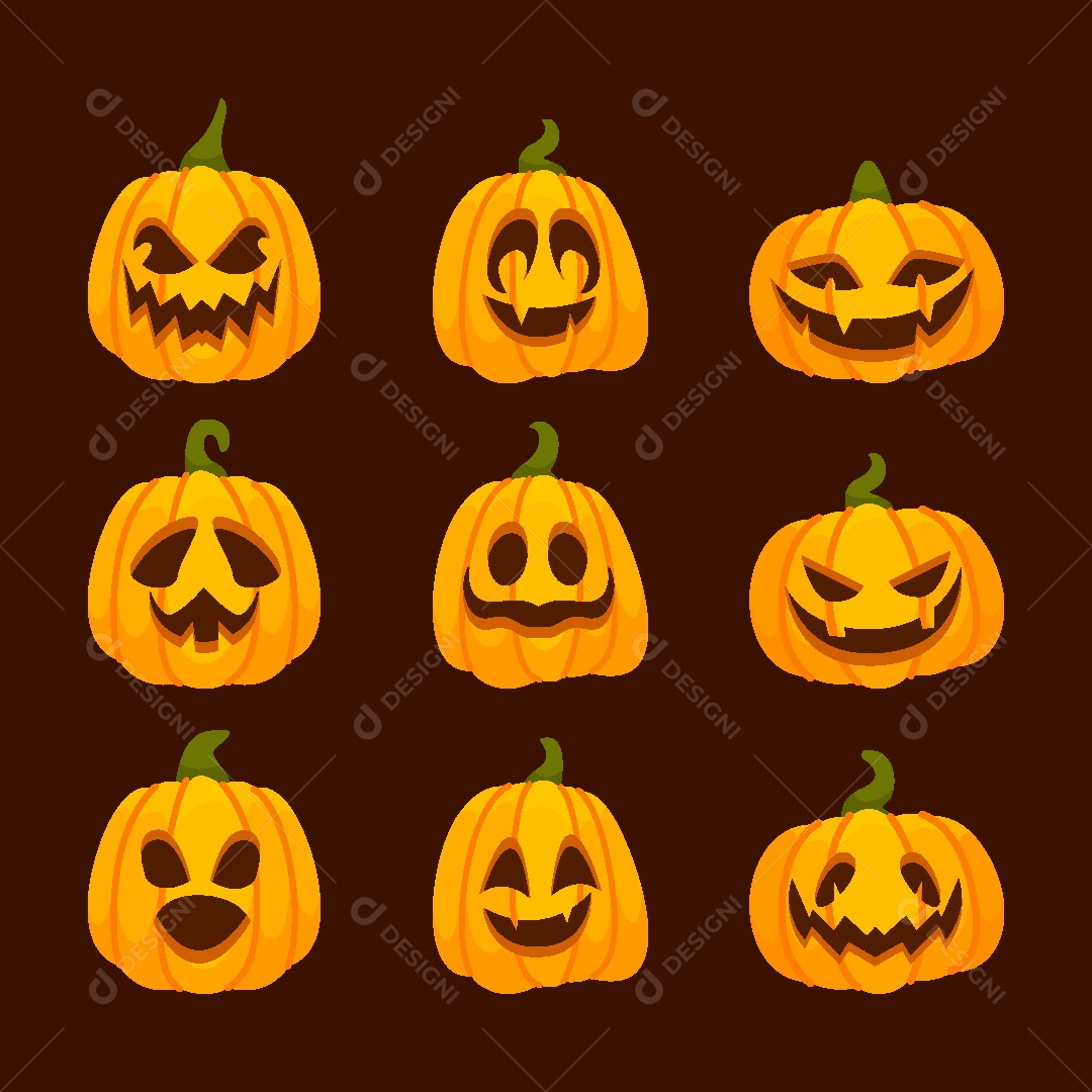 Conjunto de Abobora do Halloween Vetor EPS