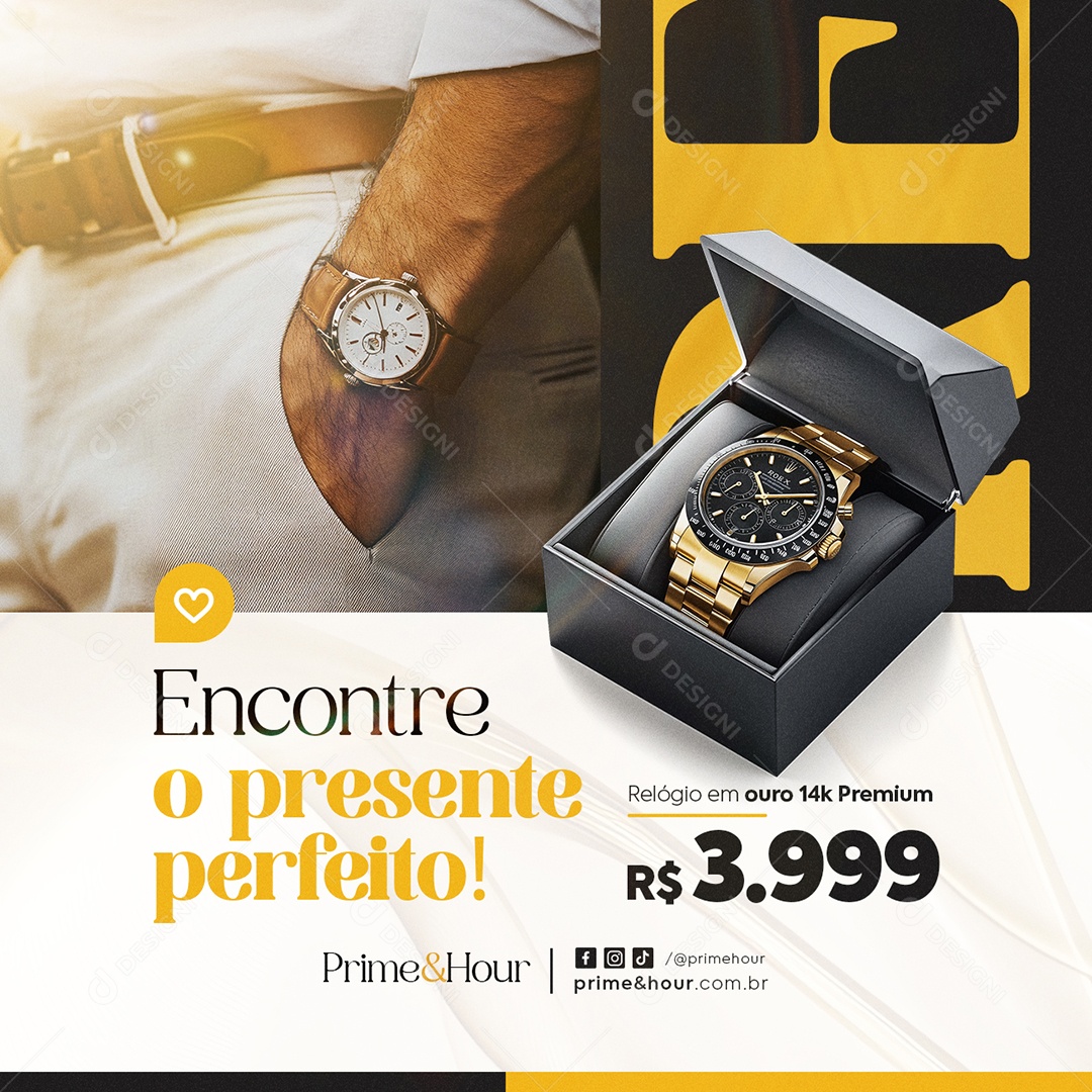 Relojoaria Encontre o Presente Perfeito Social Media PSD Editável