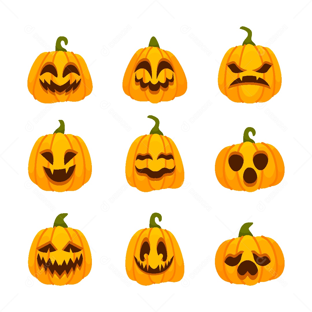 Conjunto de Abobora do Halloween Vetor EPS