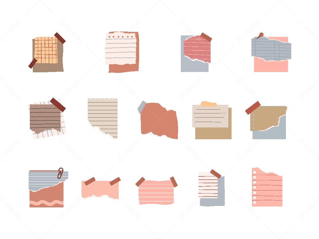 Conjunto de Elementos de Papelaria Ilustração Vetor EPS