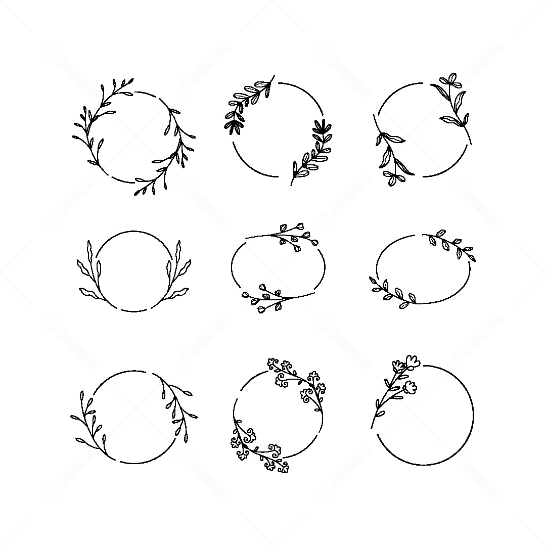 Conjunto de Molduras Florais Ilustração Vetor EPS