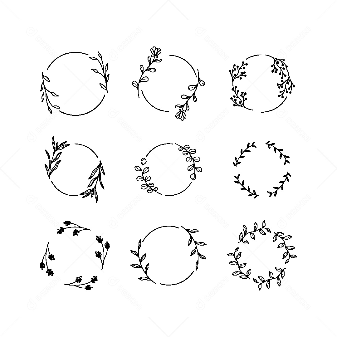 Conjunto de Molduras Florais Ilustração Vetor EPS