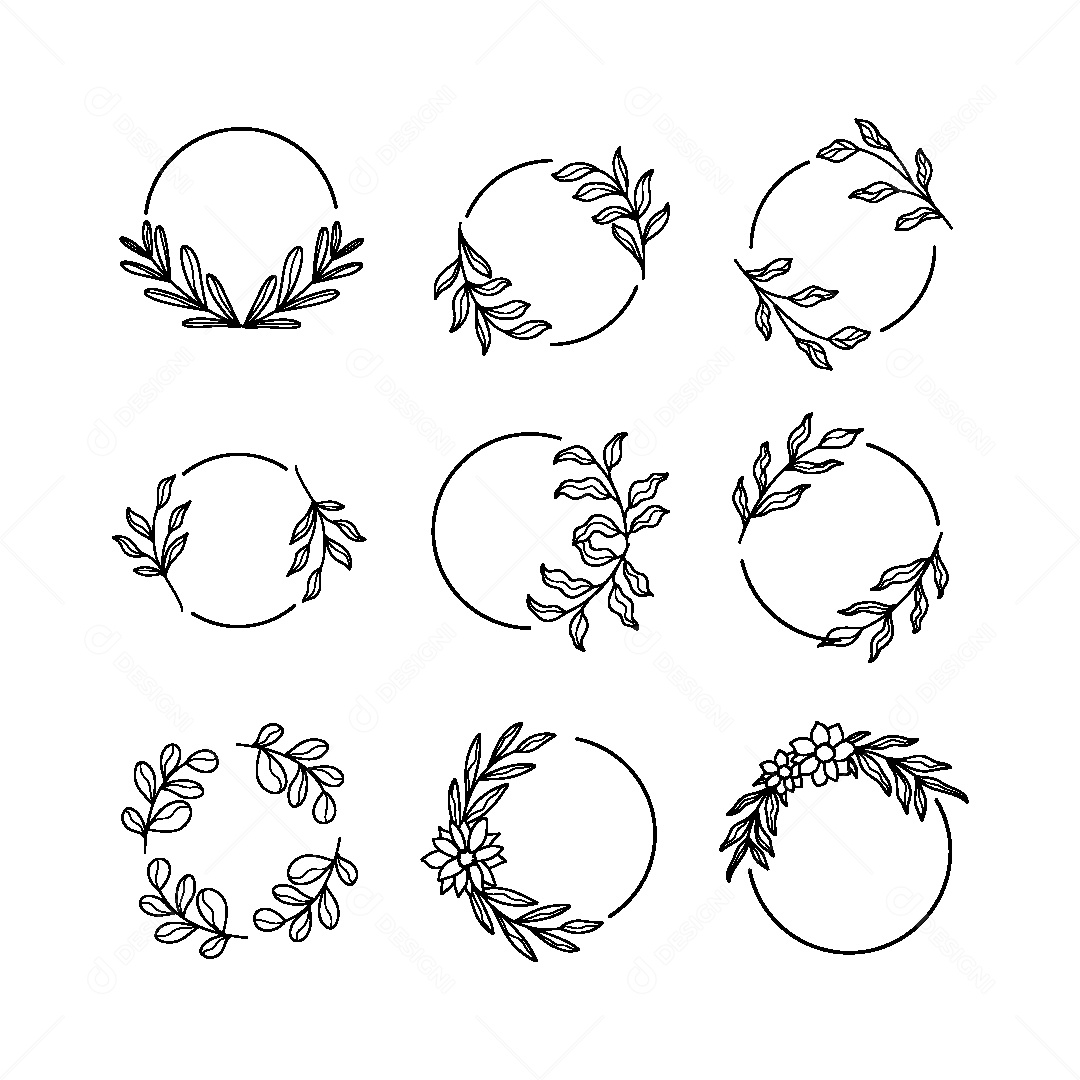 Conjunto de Molduras Florais Ilustração Vetor EPS