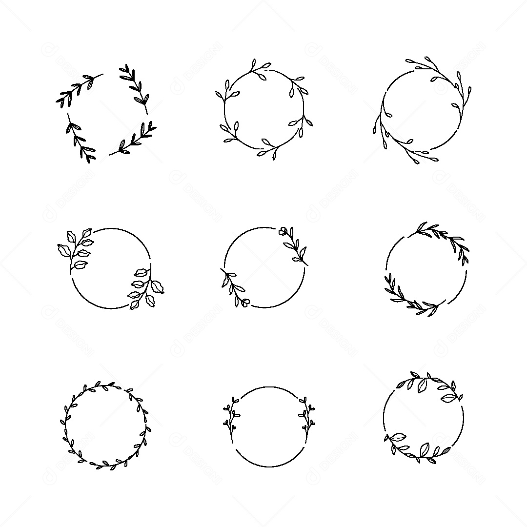 Conjunto de Molduras Florais Ilustração Vetor EPS