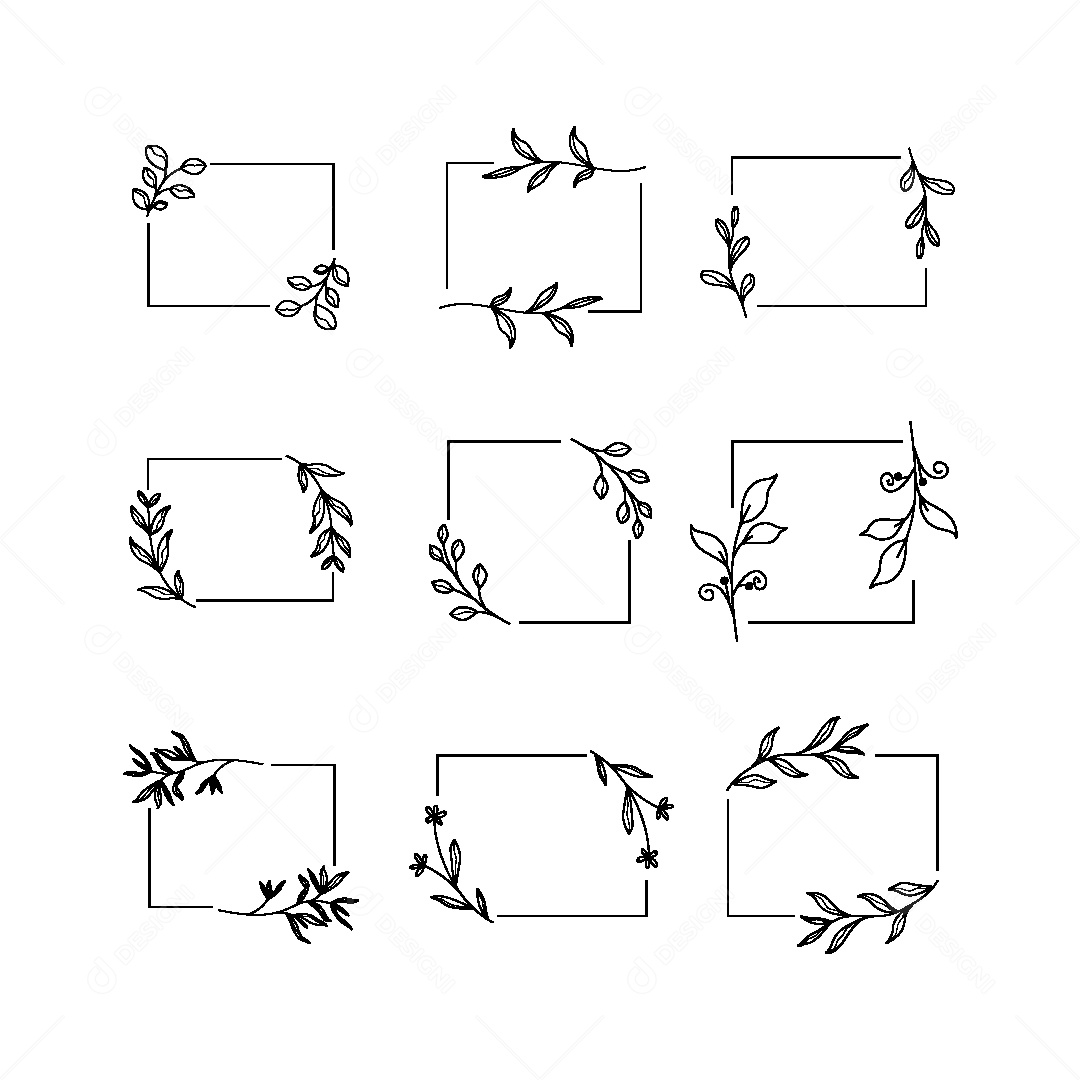 Conjunto de Molduras Florais Ilustração Vetor EPS