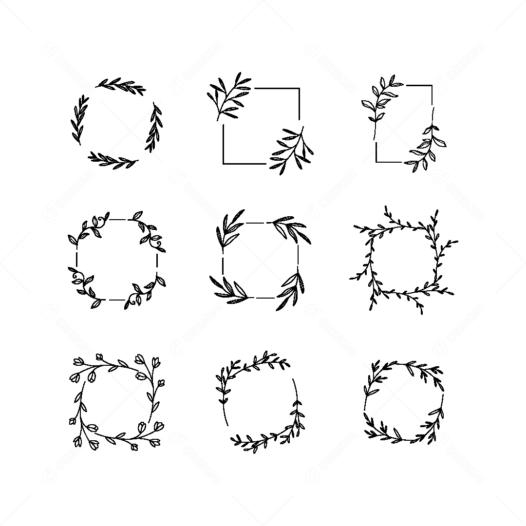 Conjunto de Molduras Florais Ilustração Vetor EPS