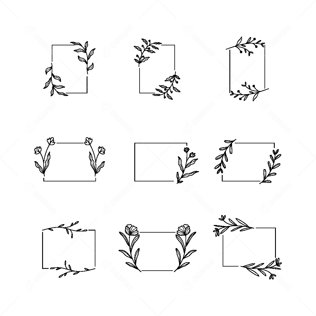 Conjunto de Molduras Florais Ilustração Vetor EPS
