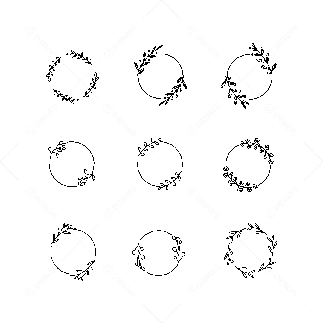 Conjunto de Molduras Florais Ilustração Vetor EPS