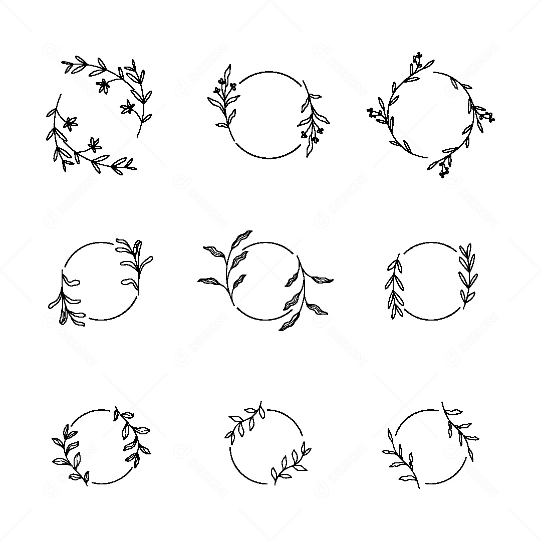 Conjunto de Molduras Florais Ilustração Vetor EPS