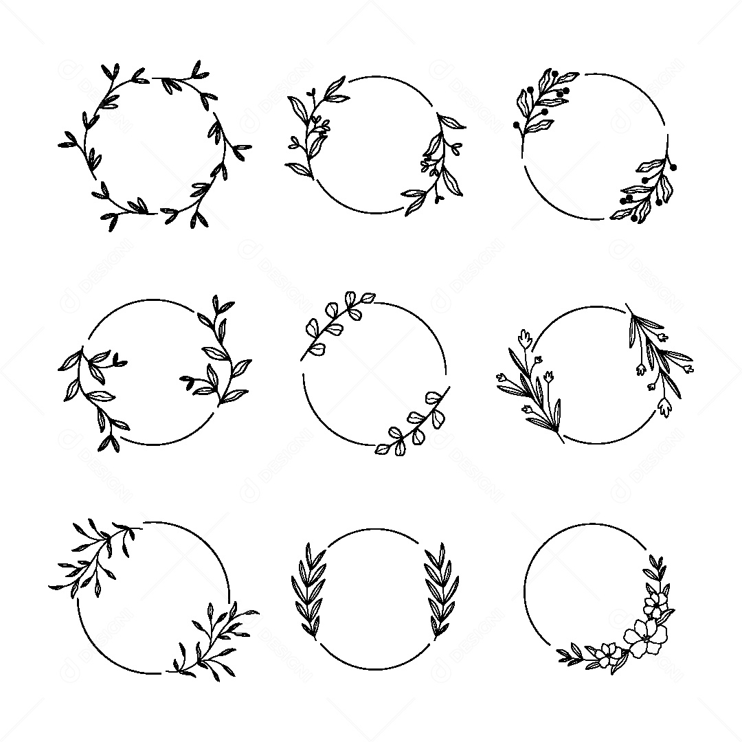 Conjunto de Molduras Florais Ilustração Vetor EPS