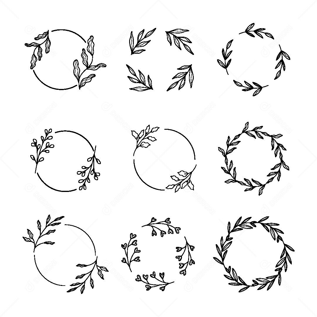 Conjunto de Molduras Florais Ilustração Vetor EPS