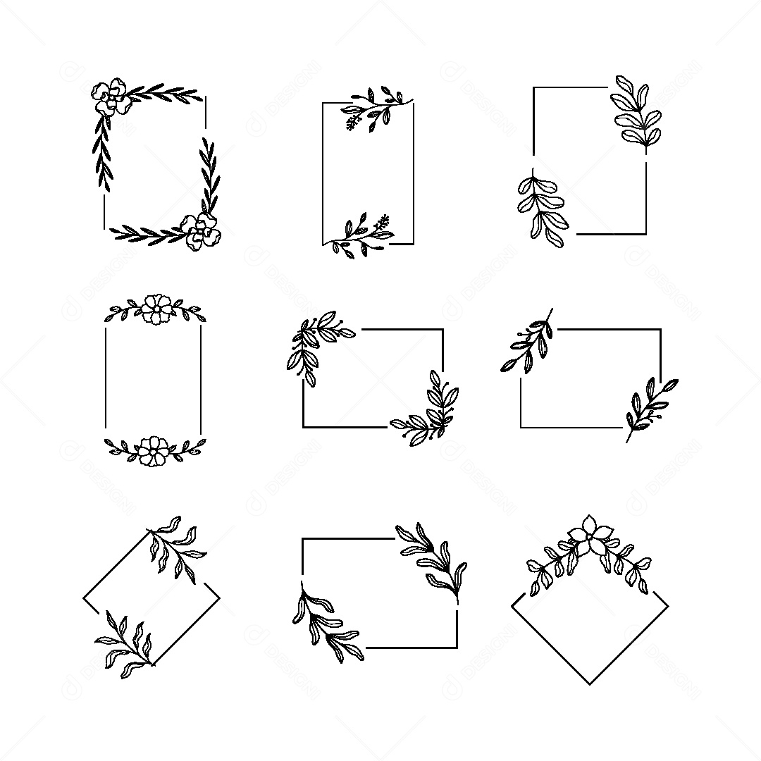 Conjunto de Molduras Florais Ilustração Vetor EPS