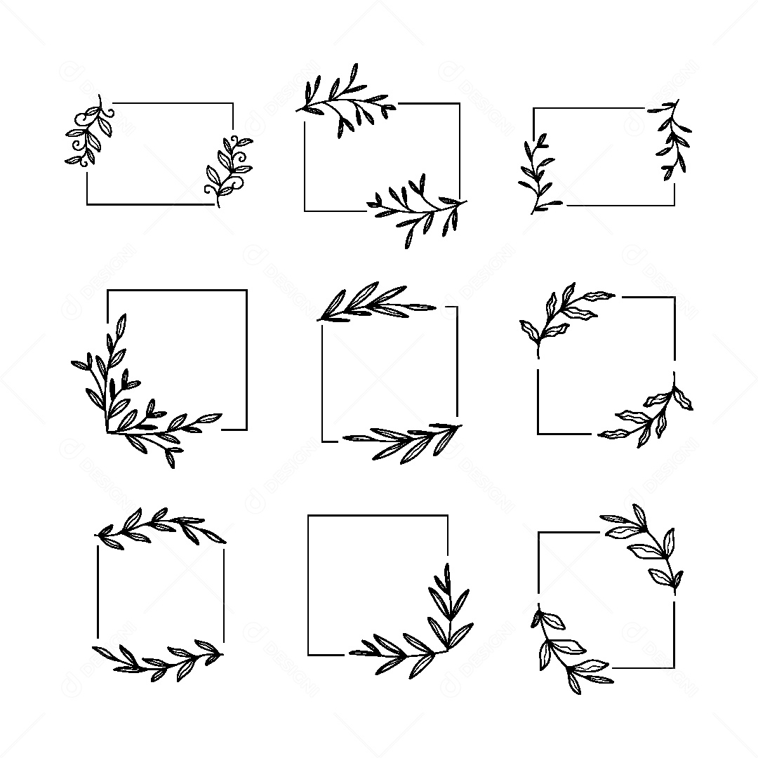 Conjunto de Molduras Florais Ilustração Vetor EPS