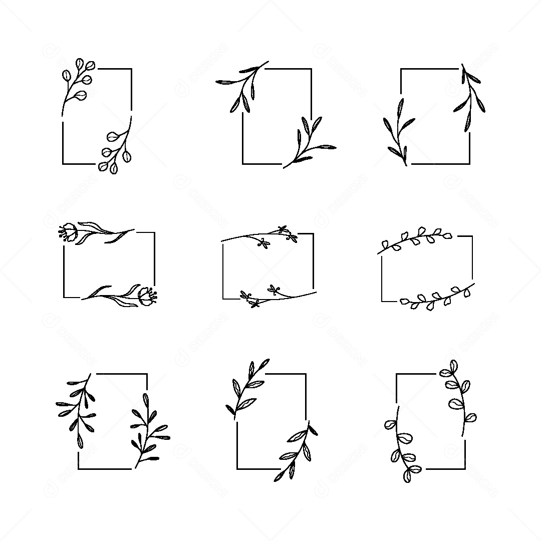 Conjunto de Molduras Florais Ilustração Vetor EPS