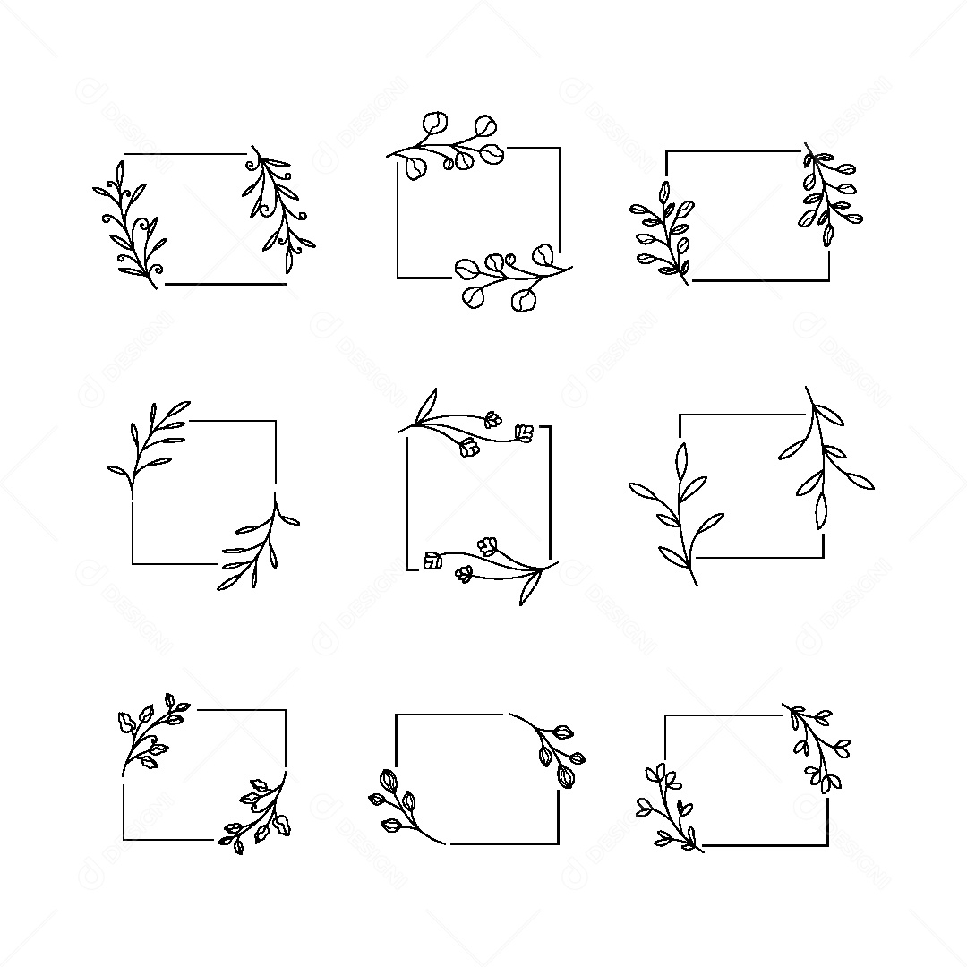 Conjunto de Molduras Florais Ilustração Vetor EPS