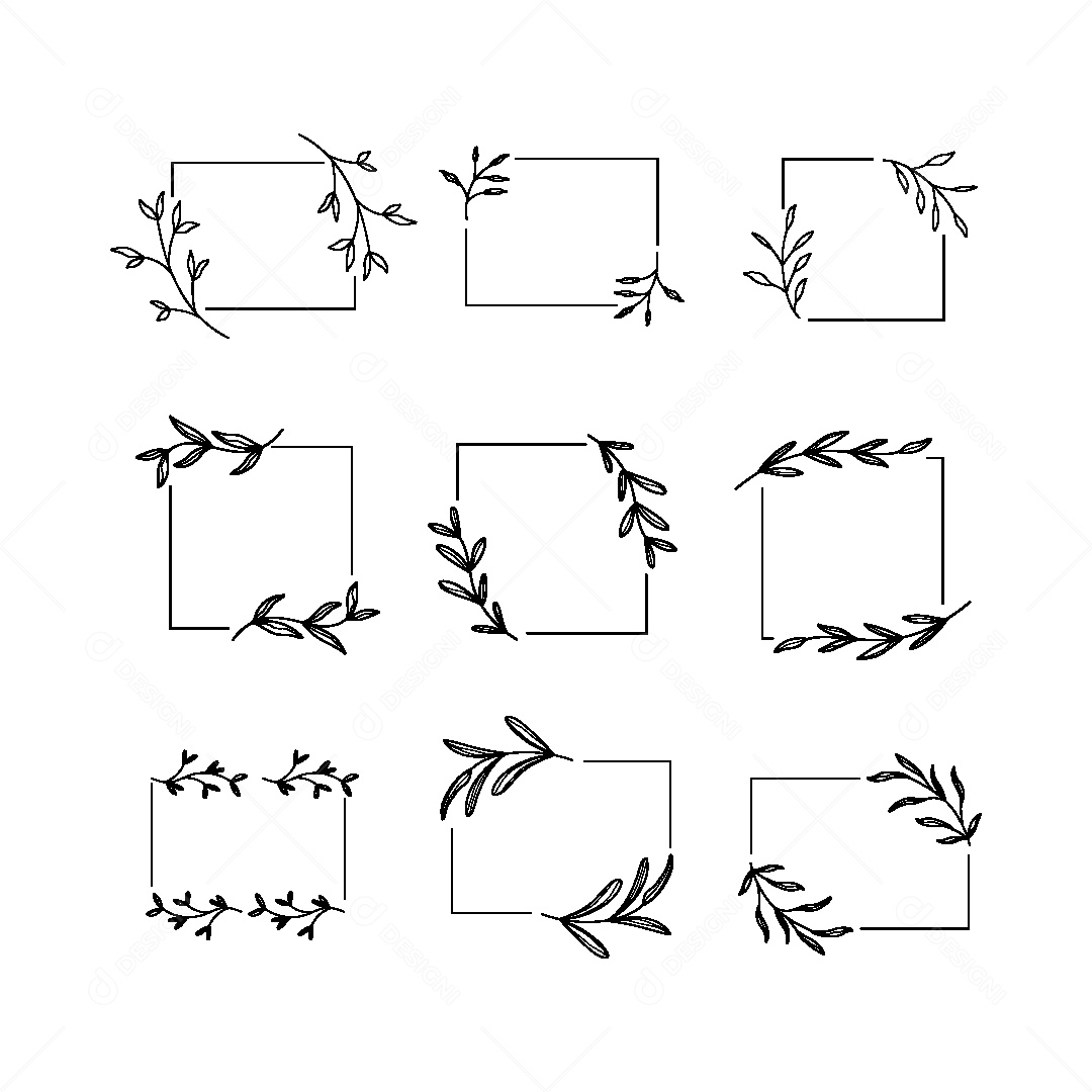 Conjunto de Molduras Florais Ilustração Vetor EPS