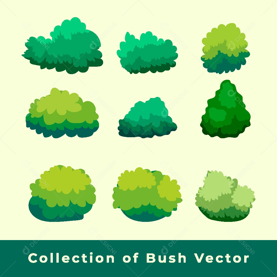 Conjunto de Arbustos Ilustração Vetor EPS