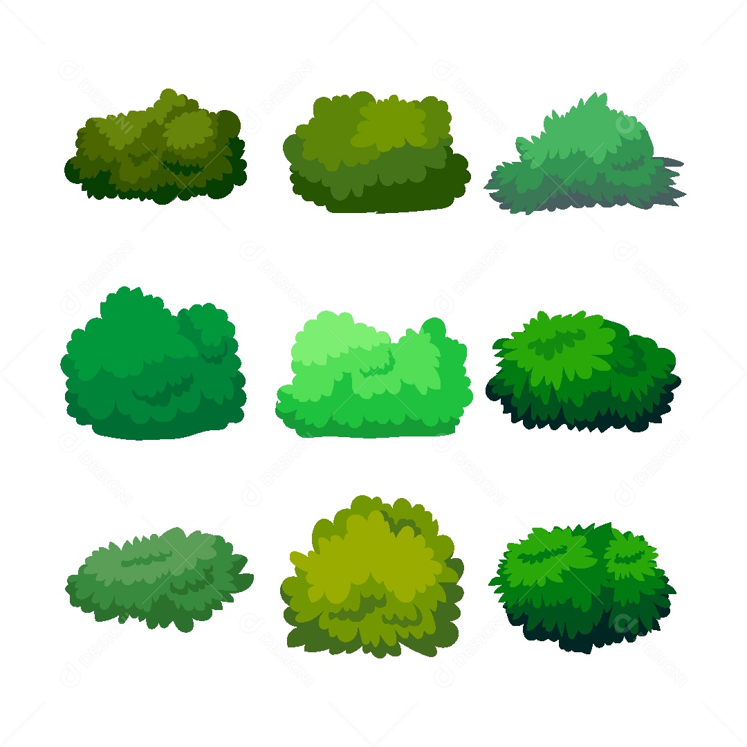 Conjunto de Arbustos Ilustração Vetor EPS