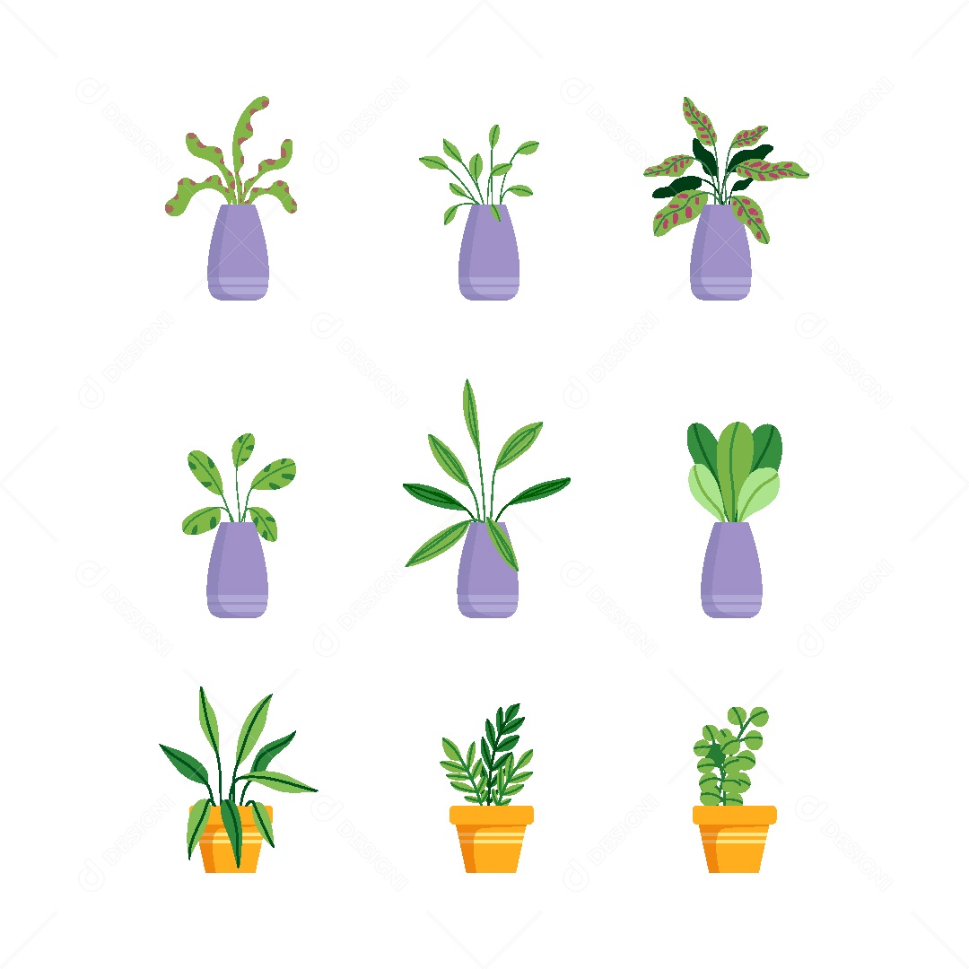 Conjunto de Plantas Ilustração Vetor EPS