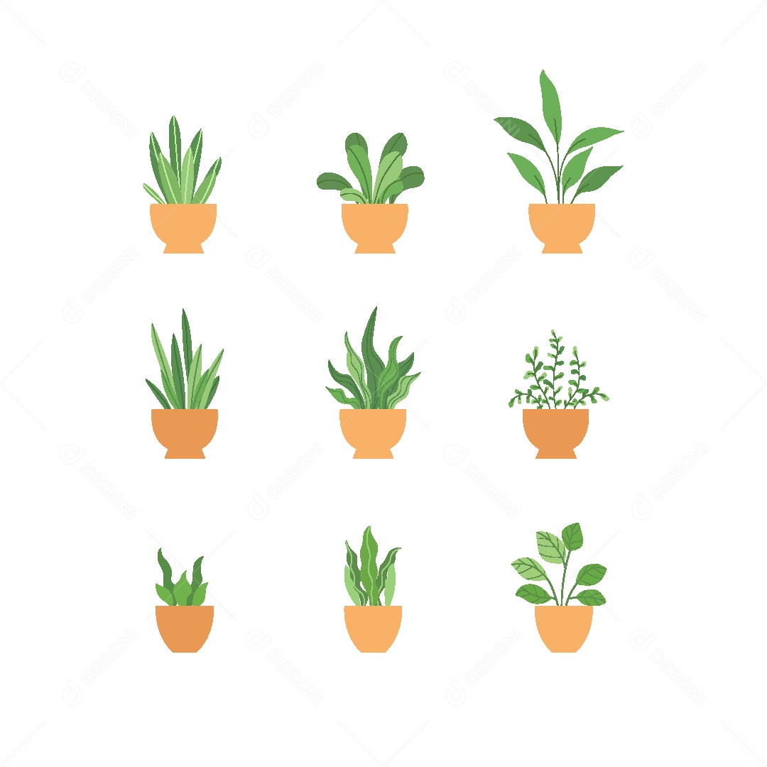 Conjunto de Plantas Ilustração Vetor EPS