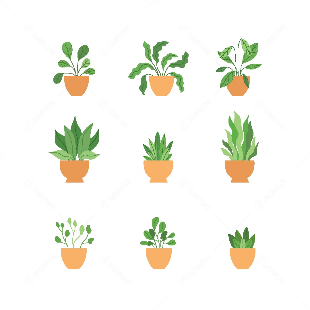 Conjunto de Plantas Ilustração Vetor EPS