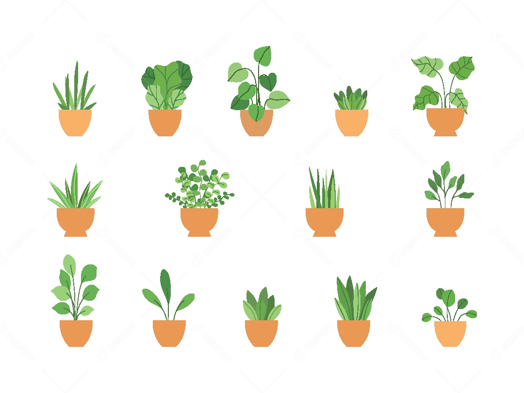 Conjunto de Plantas Ilustração Vetor EPS