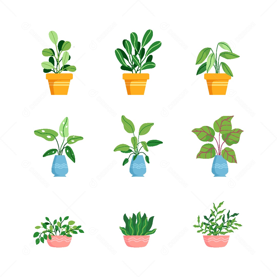 Conjunto de Plantas Ilustração Vetor EPS