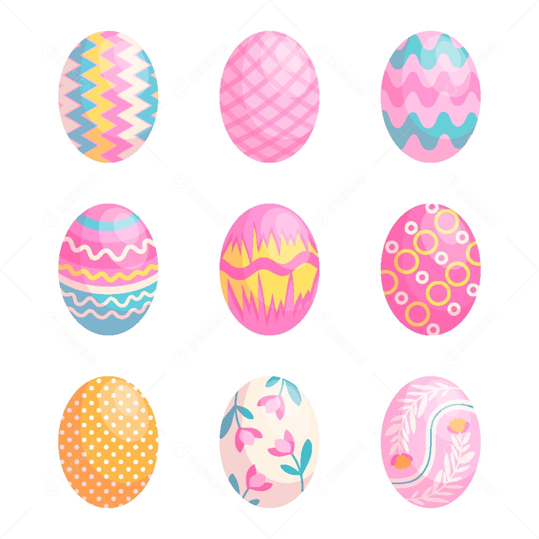 Conjunto de Ovos de Páscoa Ilustração Vetor EPS