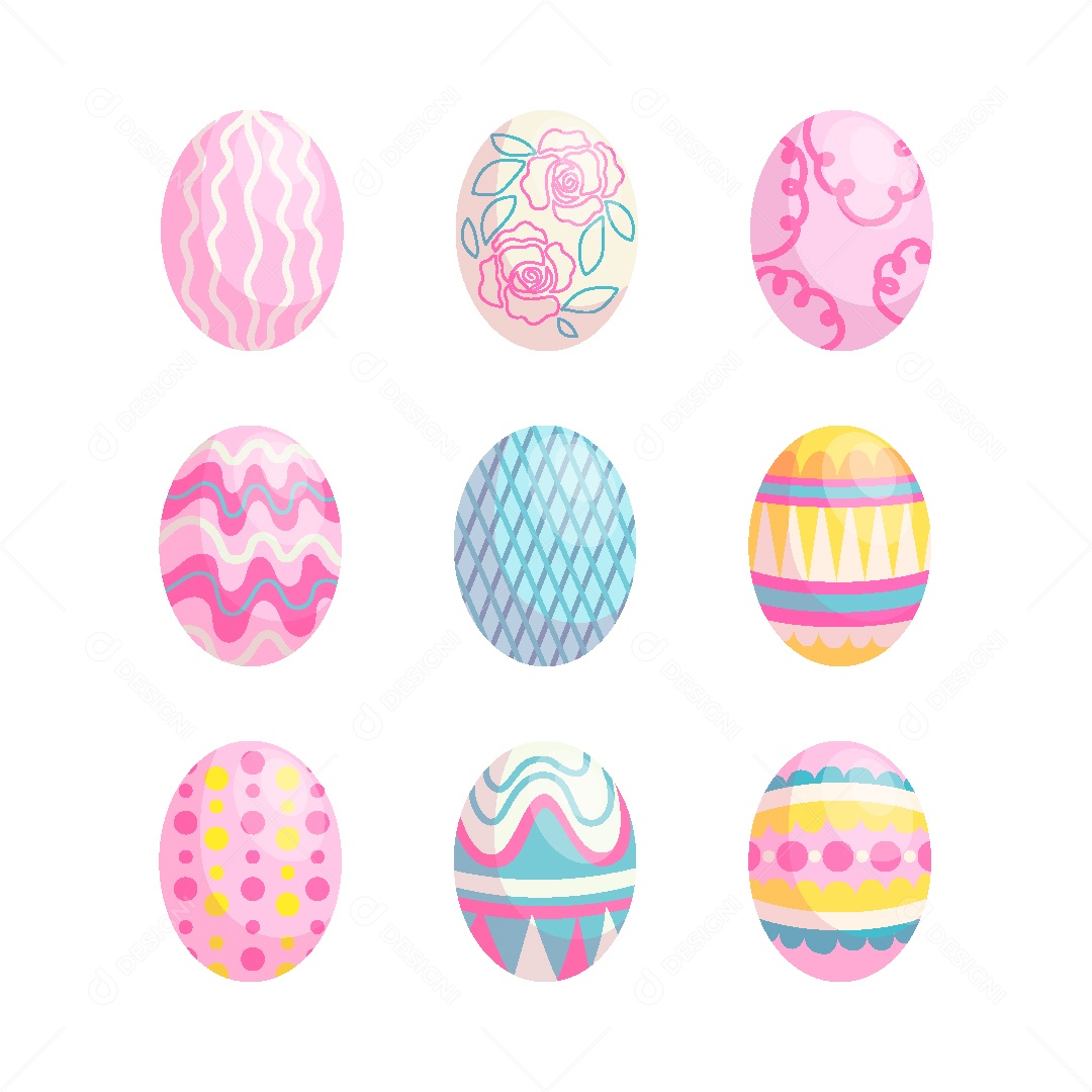 Conjunto de Ovos de Páscoa Ilustração Vetor EPS