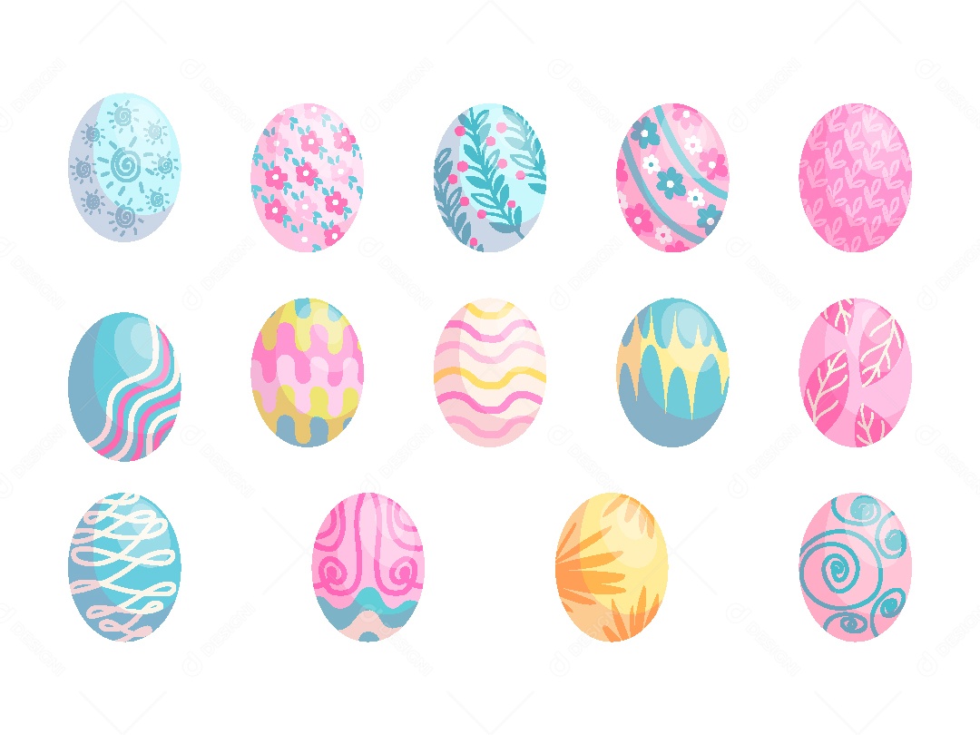 Conjunto de Ovos de Páscoa Ilustração Vetor EPS