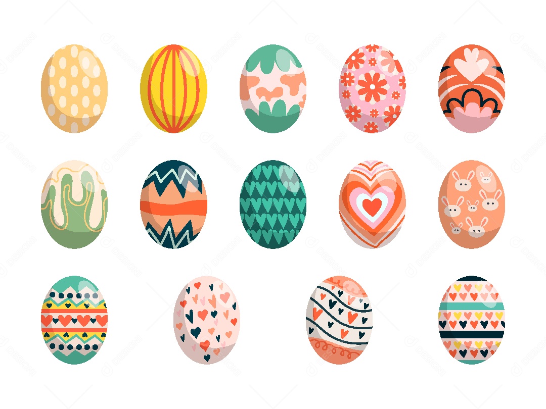 Conjunto de Ovos de Páscoa Ilustração Vetor EPS