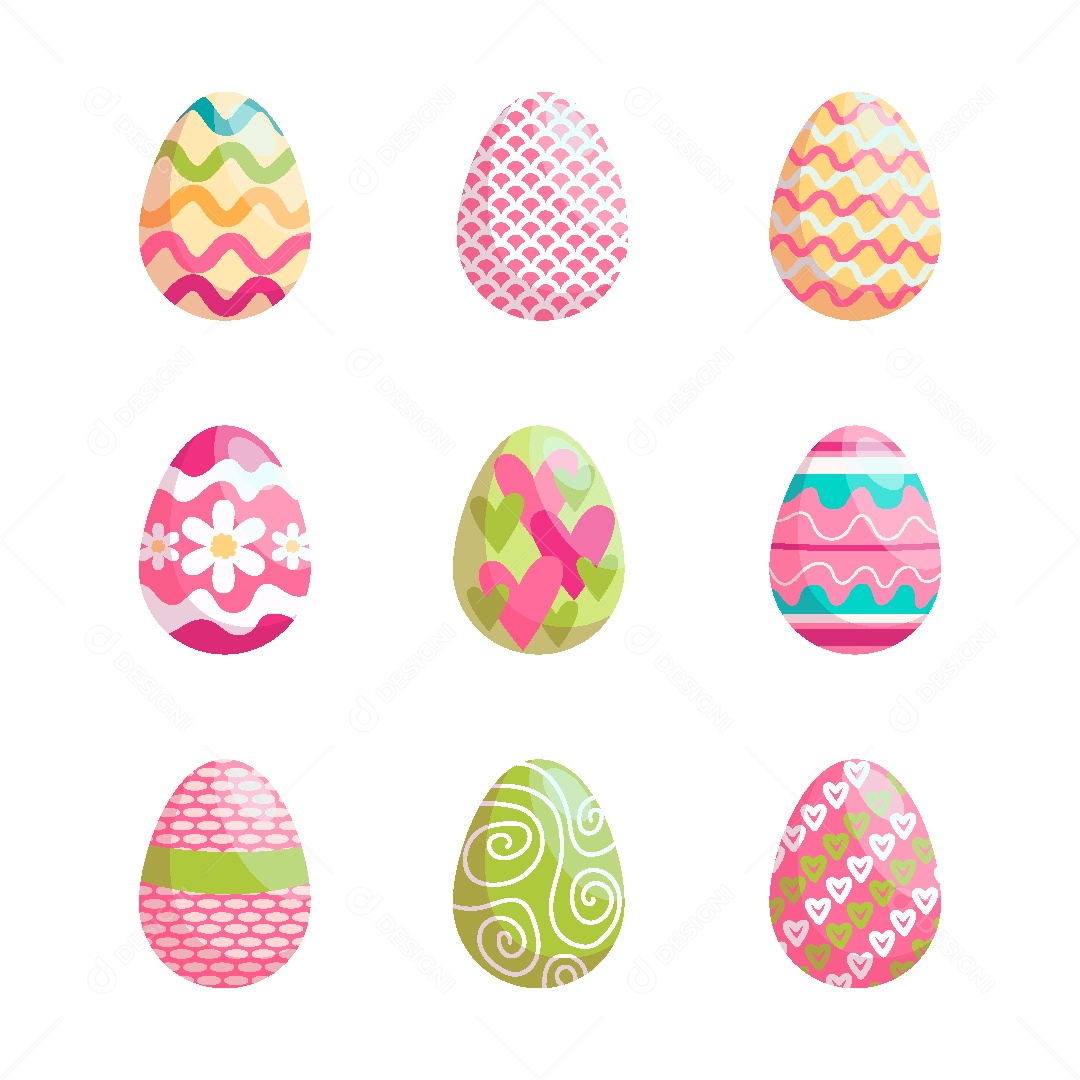 Conjunto de Ovos de Páscoa Ilustração Vetor EPS