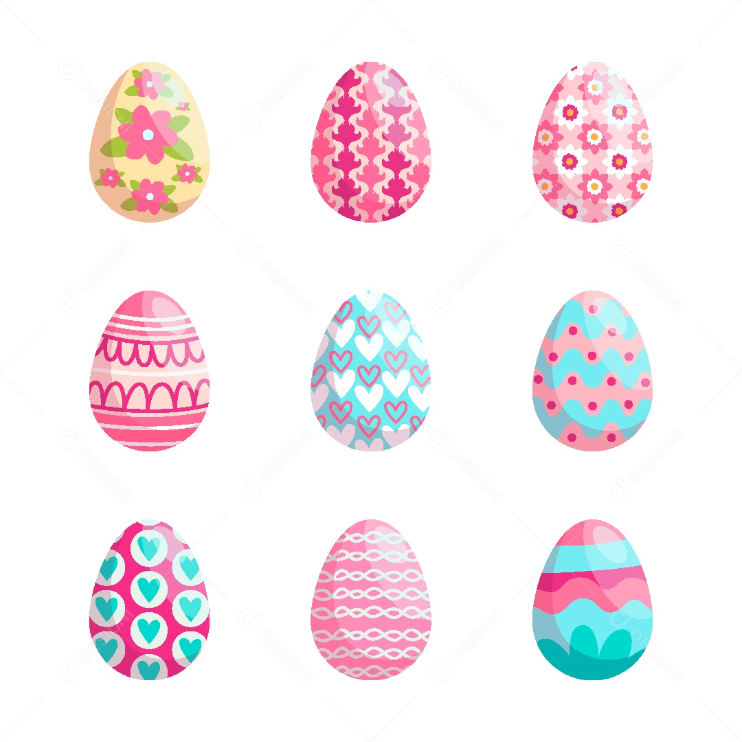 Conjunto de Ovos de Páscoa Ilustração Vetor EPS