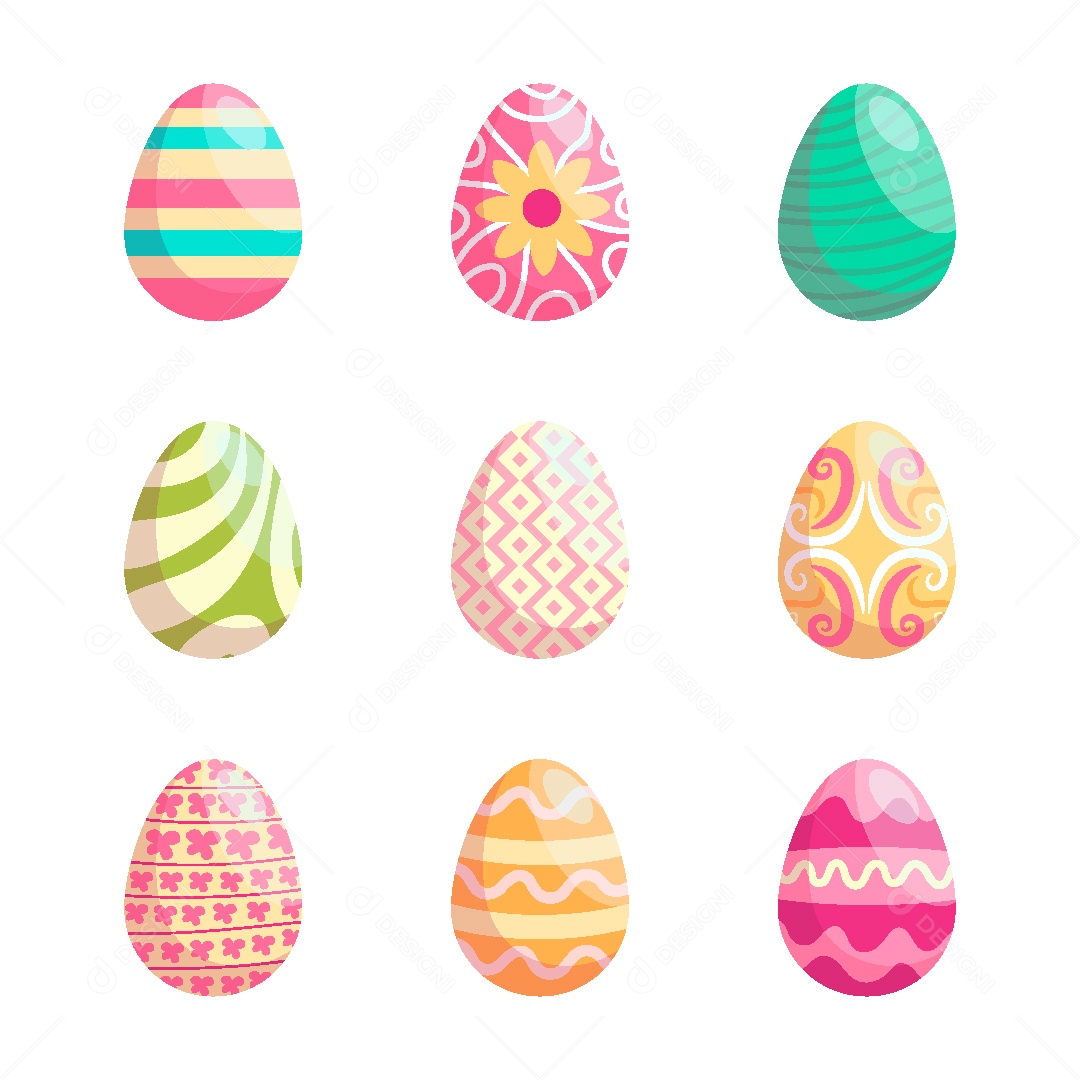Conjunto de Ovos de Páscoa Ilustração Vetor EPS