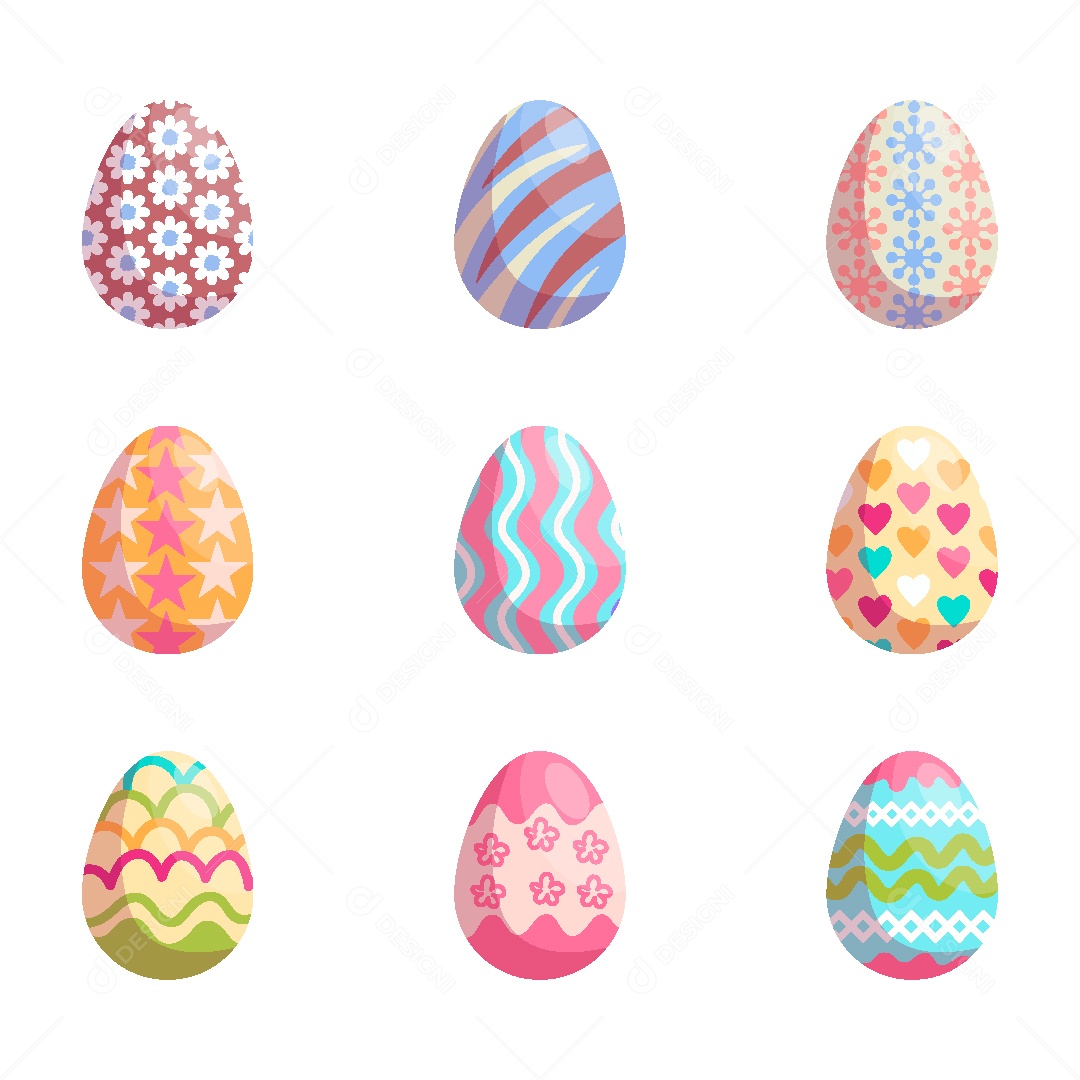 Conjunto de Ovos de Páscoa Ilustração Vetor EPS