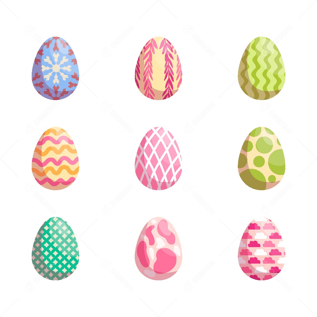 Conjunto de Ovos de Páscoa Ilustração Vetor EPS