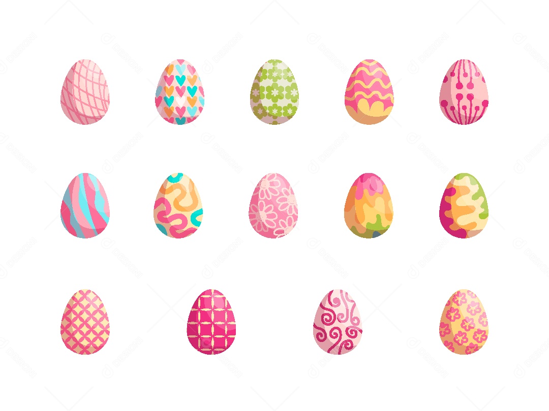 Conjunto de Ovos de Páscoa Ilustração Vetor EPS