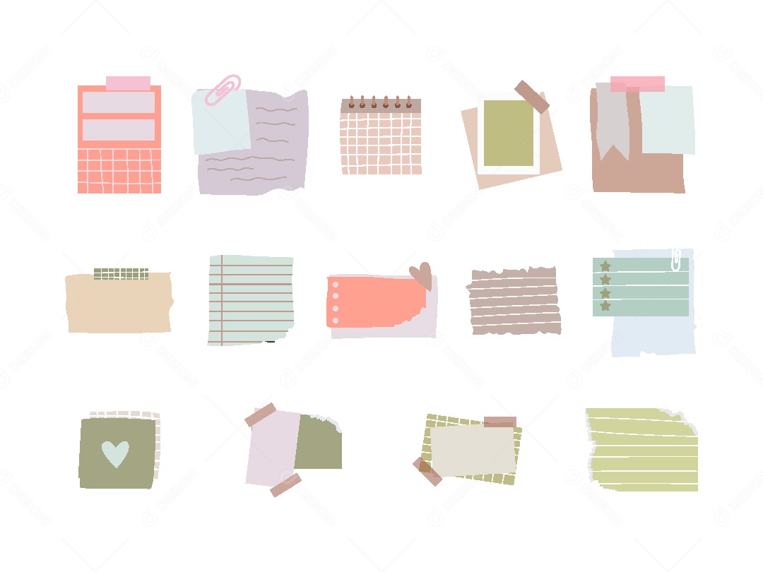 Conjunto de Elementos de Papelaria Ilustração Vetor EPS