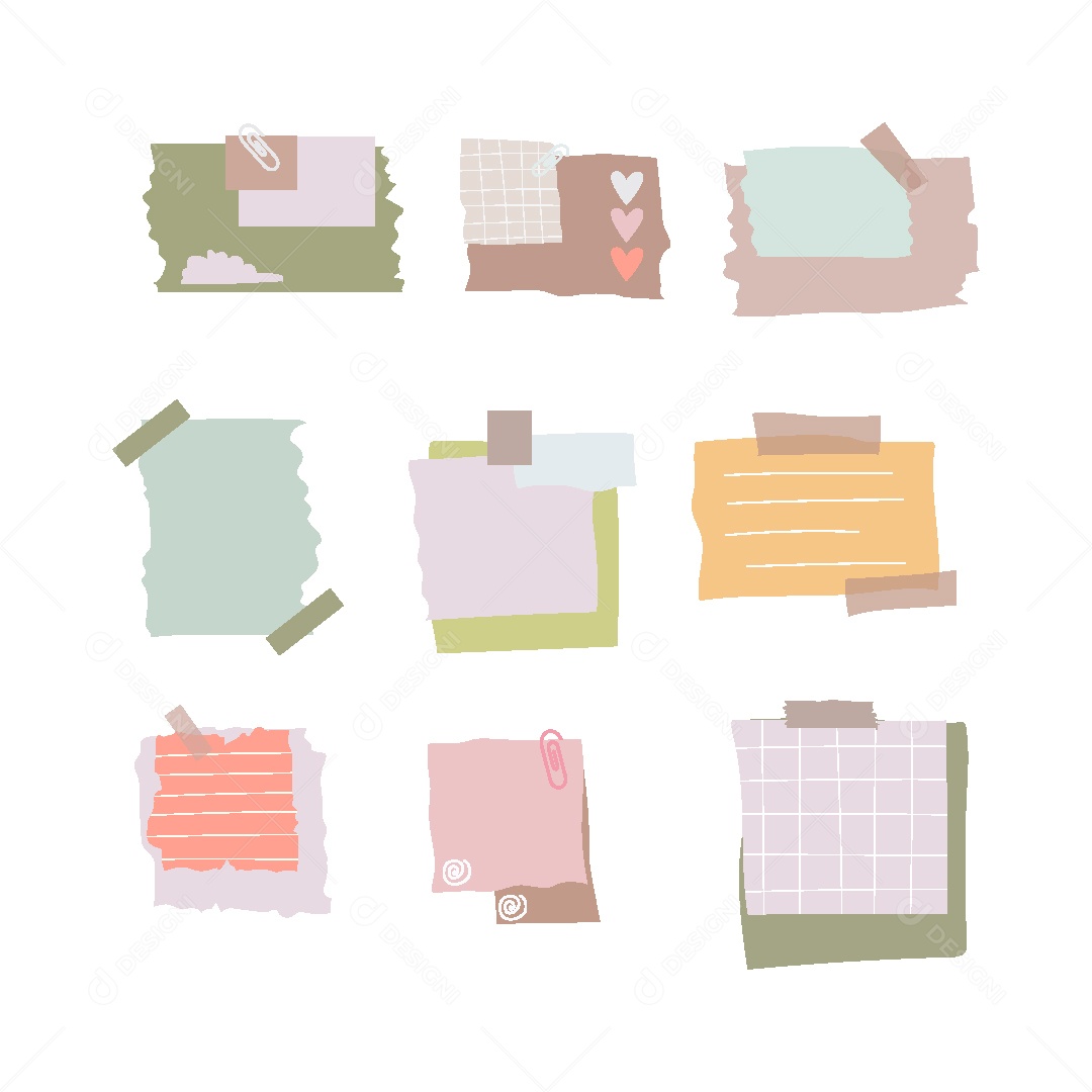 Conjunto de Elementos de Papelaria Ilustração Vetor EPS