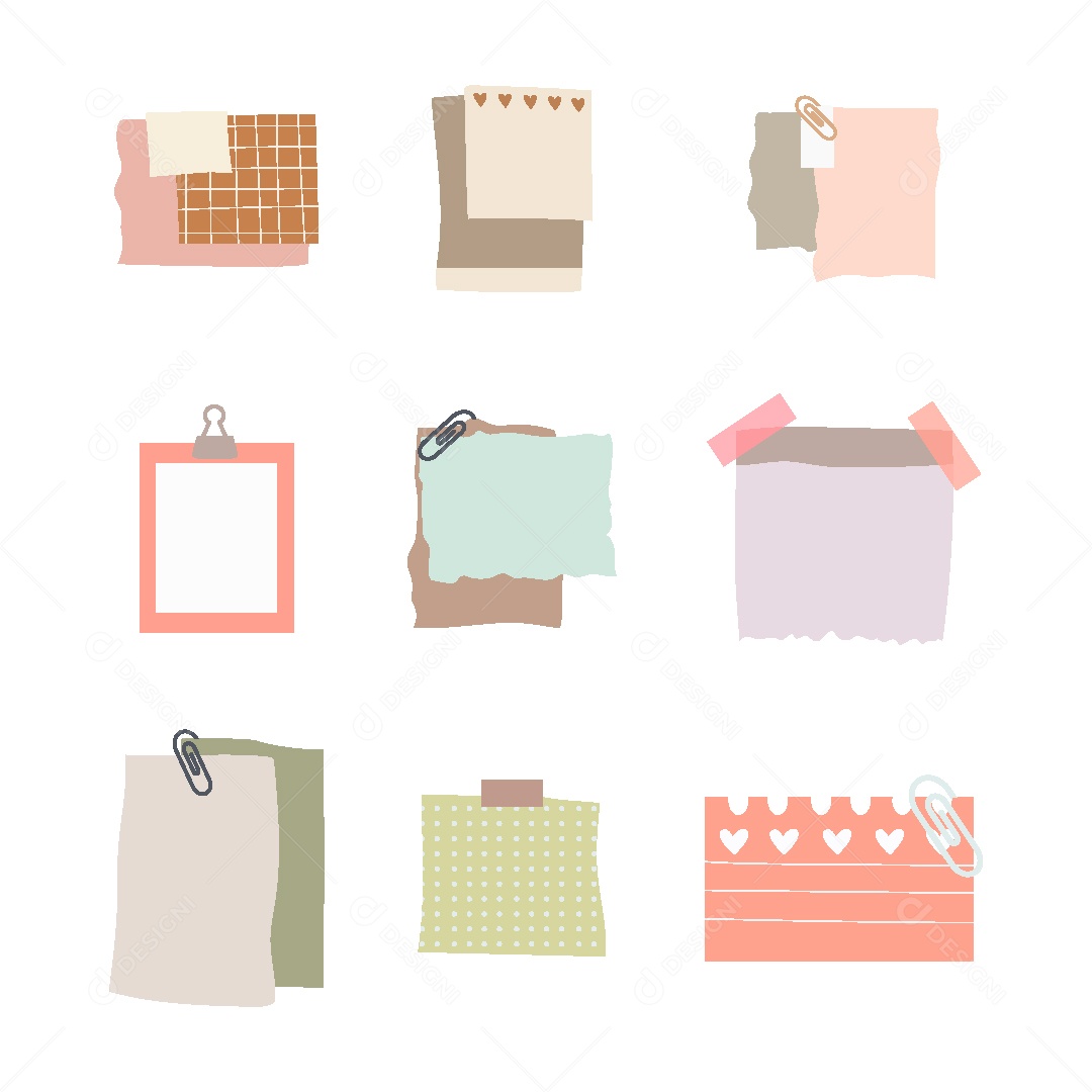Conjunto de Elementos de Papelaria Ilustração Vetor EPS