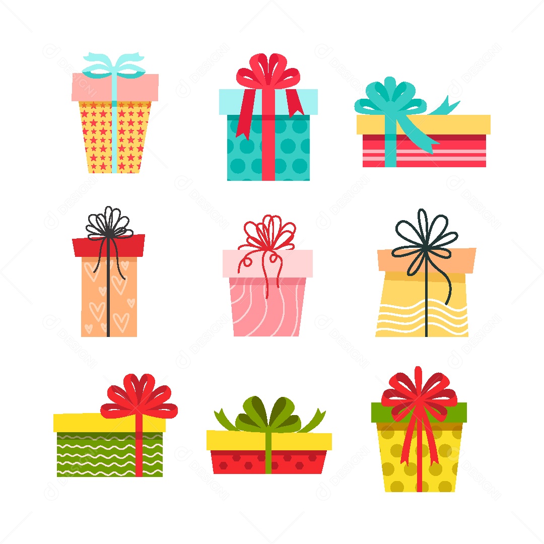 Conjunto de Caixas de Presente Ilustração Vetor EPS