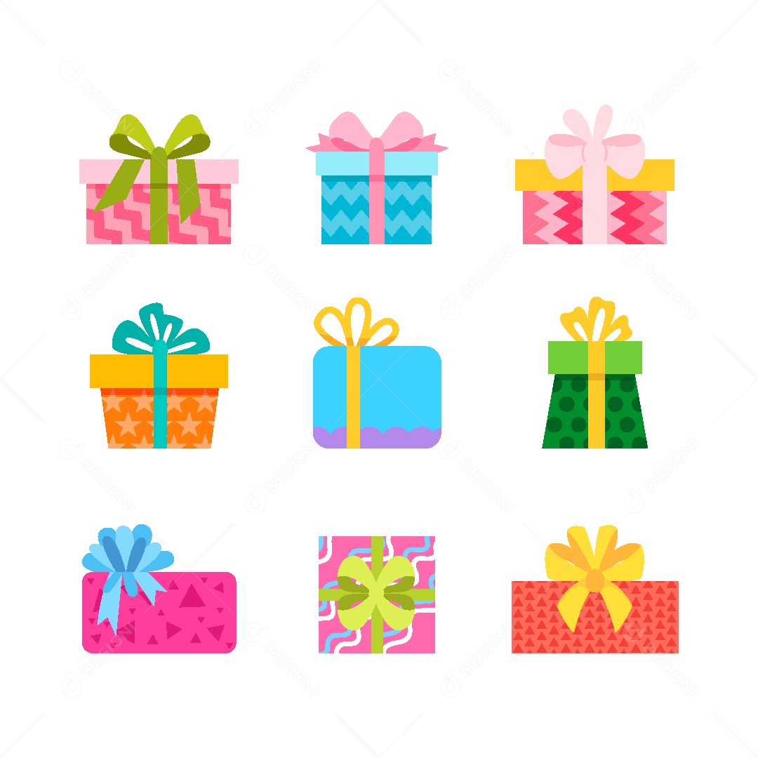 Conjunto de Caixas de Presente Ilustração Vetor EPS