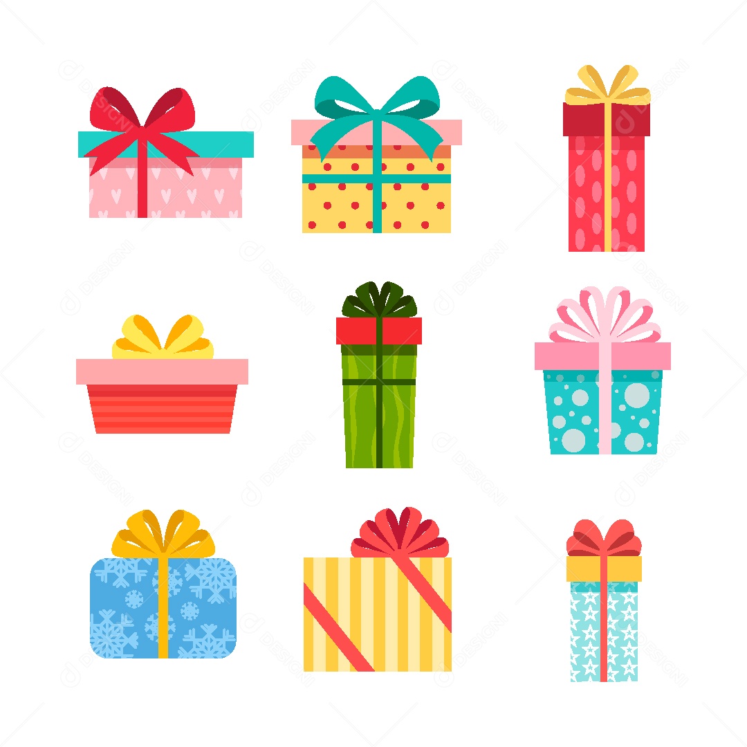 Conjunto de Caixas de Presente Ilustração Vetor EPS