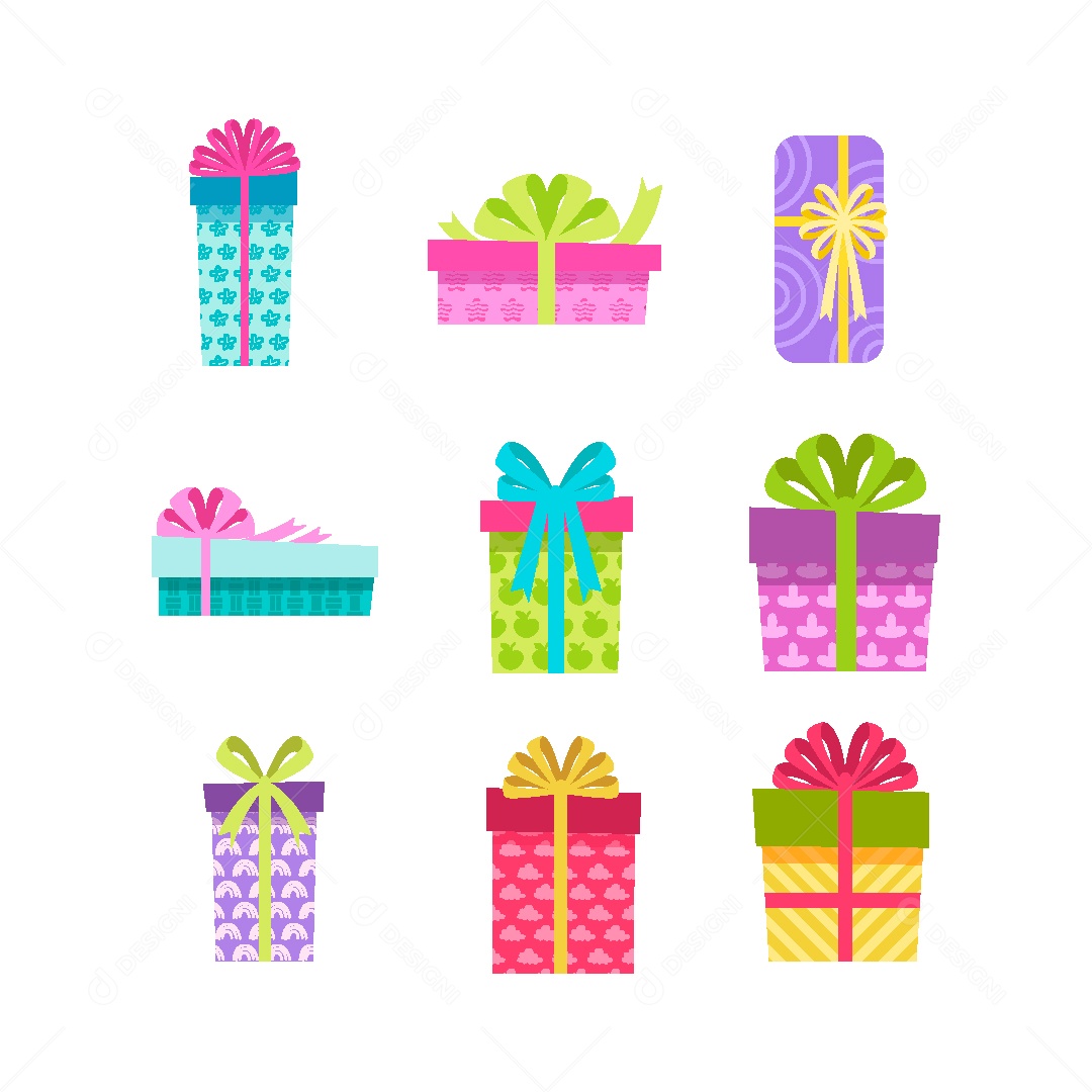 Conjunto de Caixas de Presente Ilustração Vetor EPS