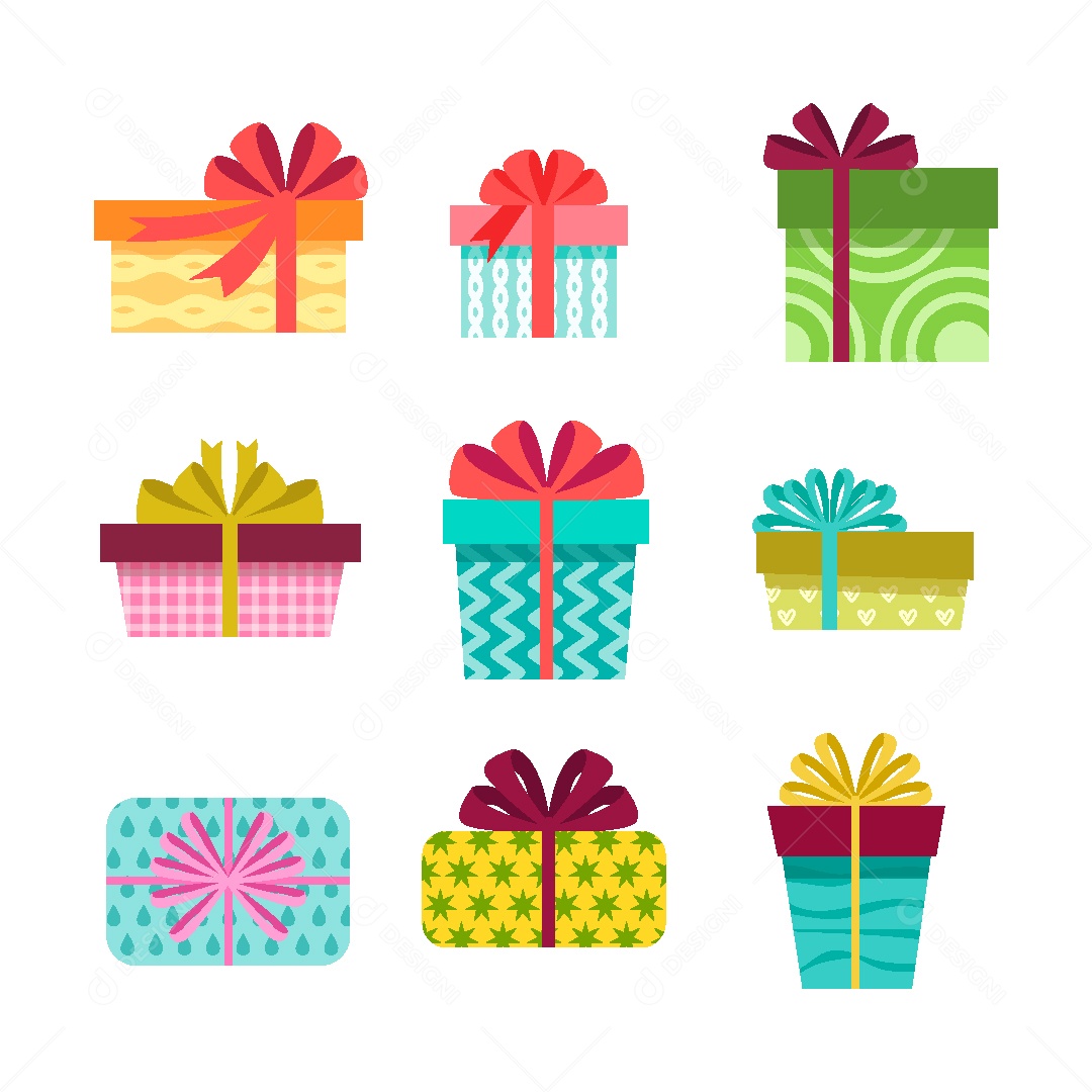 Conjunto de Caixas de Presente Ilustração Vetor EPS